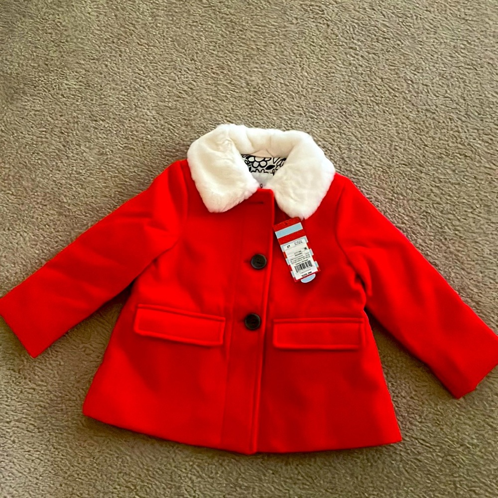 NWT cat & jack red peacoat 2T